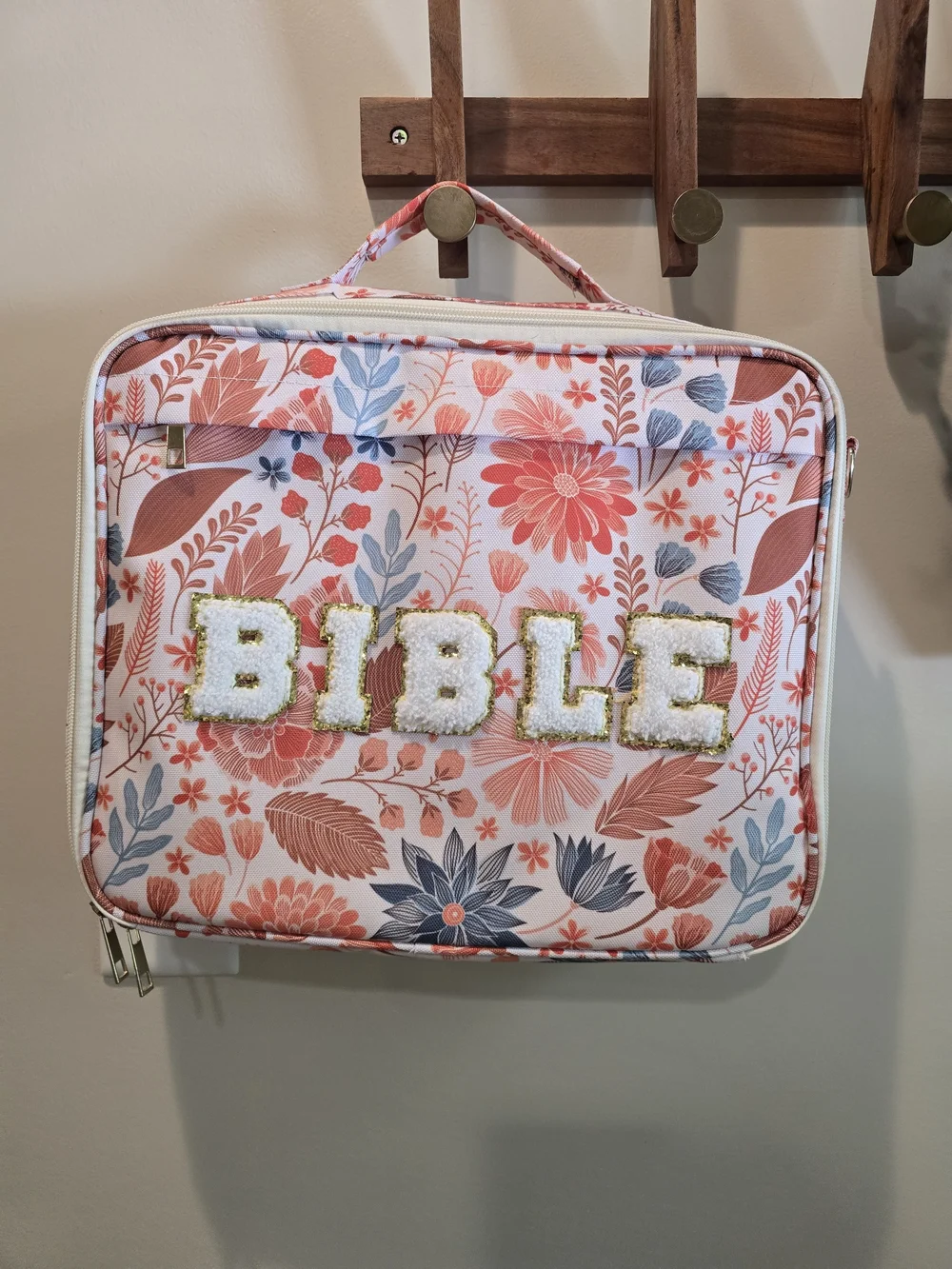 Floral 'BIBLE' Carry Case in Coral and Blue - Picture 1 of 7
